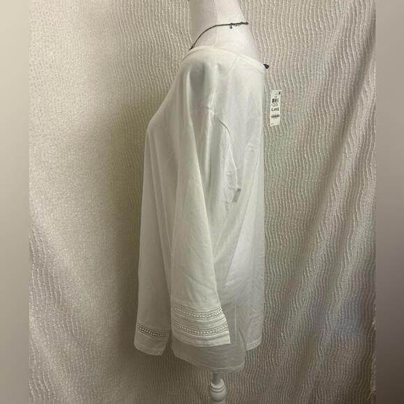 Karen Scott Eyelet Blouse Women’s XL White Lightweight NWT Breezy Summer Top - Picture 6 of 7